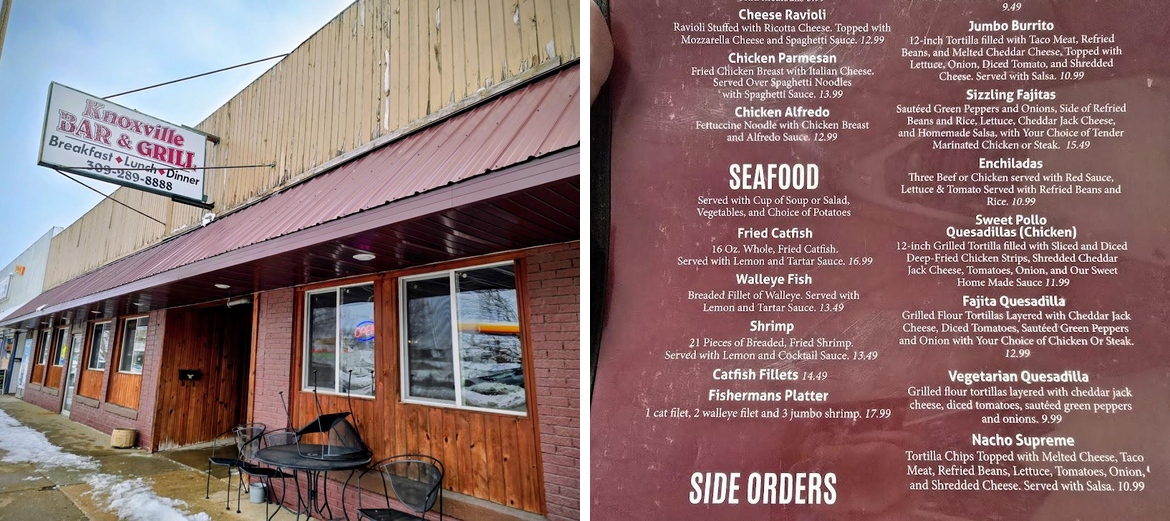 Knoxville Bar and Grill Menu